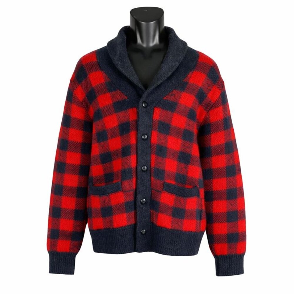 J.Crew Men’s Lambswool Shawl Collar Cardigan Buffalo Plaid L